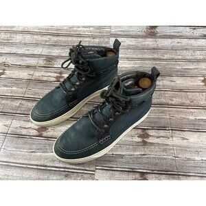 Lanvin High Top suede Sneaker size 10 color blue / black / white